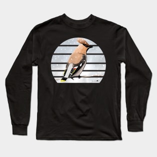 Waxwing Winter Snow Bird Watching Birding Ornithologist Gift Long Sleeve T-Shirt